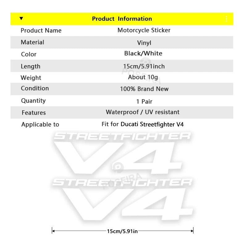 Ducati Streetfighter V4 Sticker Su Geçirmez Çıkartma | Sticker Master