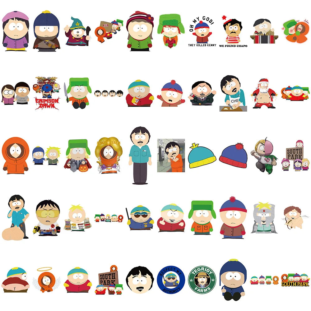 Sticker Master - 100 Adet South Park Karikatür Sticker Seti Motor Oto Araç Laptop Çıkartma Etiket