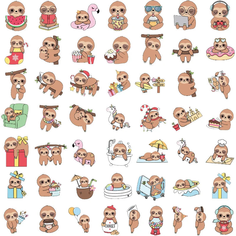 50’li Sevimli Tembel Hayvan Sticker Seti | Sticker Master