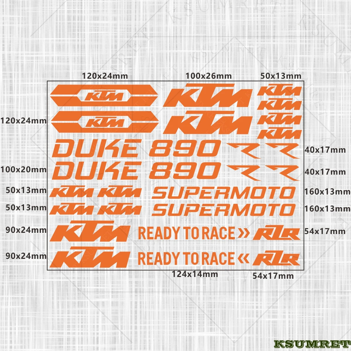 KTM Duke 890 Sticker Set Waterproof | Sticker Master