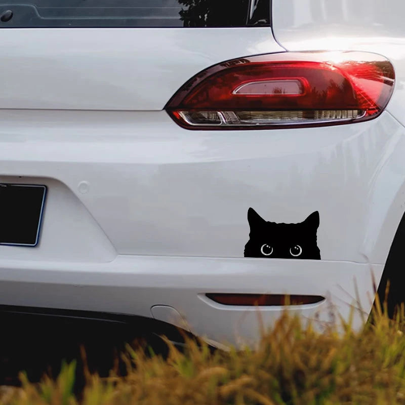 Sticker Master Sevimli Kara Kedi Gözetleme Sticker Etiket 15 Cm