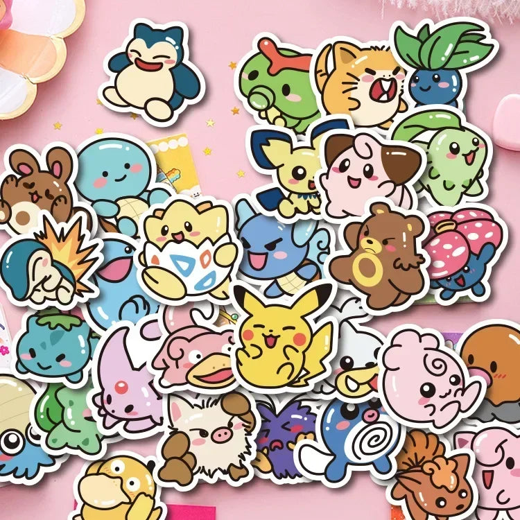 Sticker Master 50 ADET Kawaii Anime Pokemon Sticker Set Motor Oto Araç Laptop Telefon Çıkartma Etiket