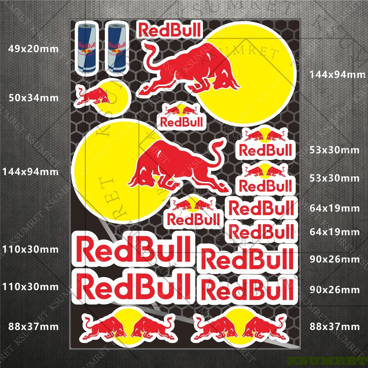 Sticker Master Red Bull Motosiklet Sticker & Kask Logo Çıkartma Seti