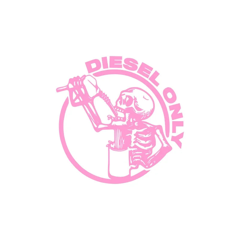 Sticker Master Diesel Only Skull Sticker – Araba Yakıt Deposu Kapağı İçin Dairesel Dekoratif Sticker | Su Geçirmez Vinil Etiket