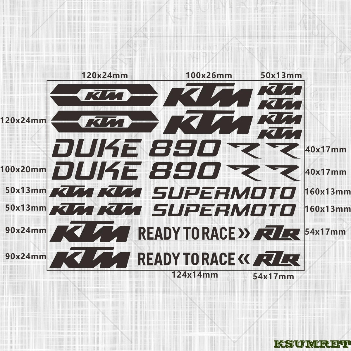 KTM Duke 890 Sticker Set Waterproof | Sticker Master