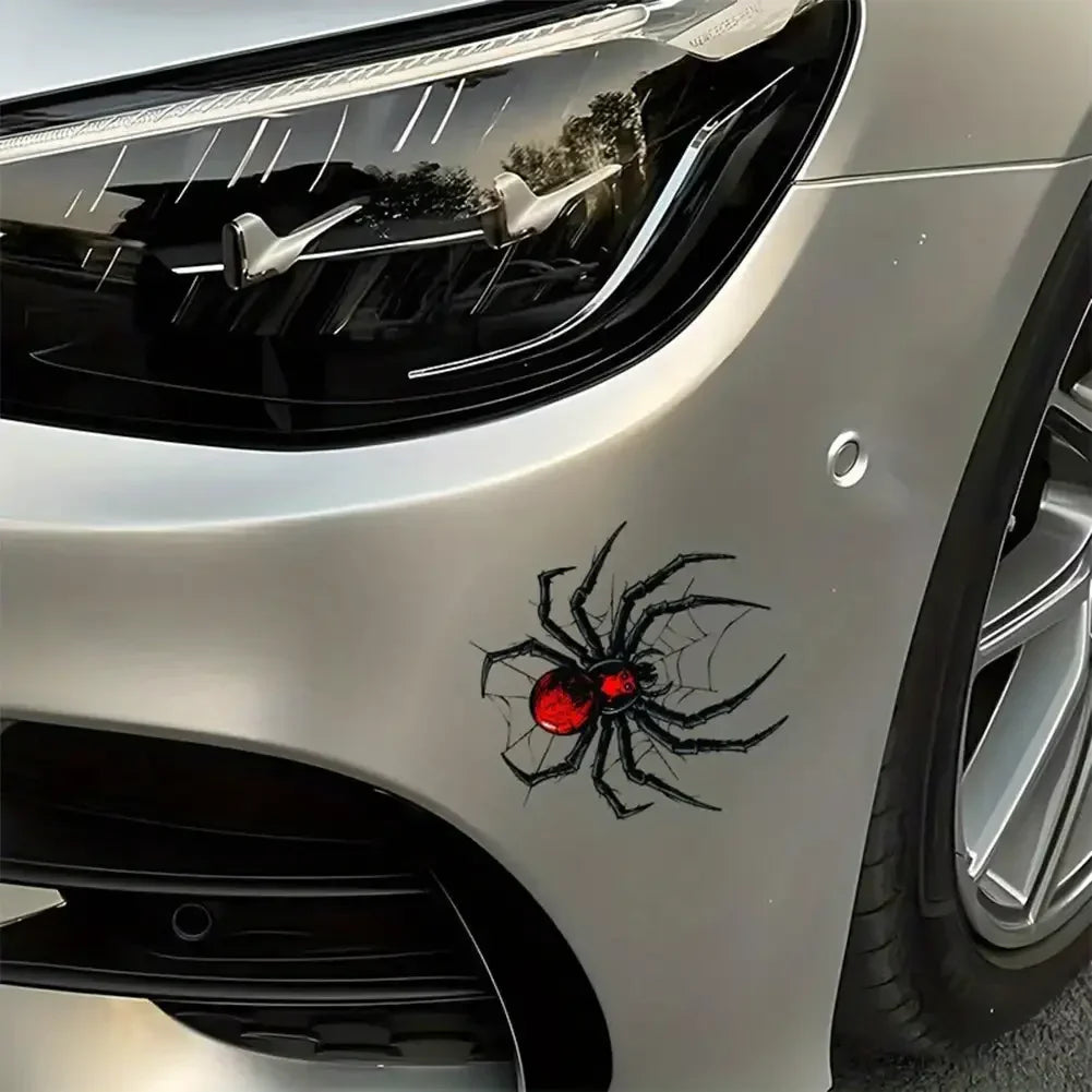 Kırmızı Örümcek Ağı Araba Stickerı - Sticker Master 10 Cm