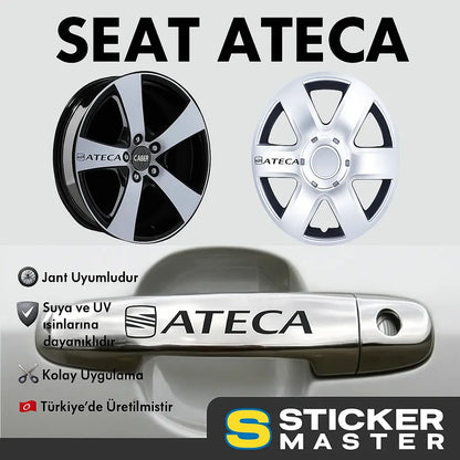 Sticker Master Seat Ateca Kapı Kolu ve Jant Sticker Seti - 10 Adet Dayanıklı Oto Etiket Sticker Master