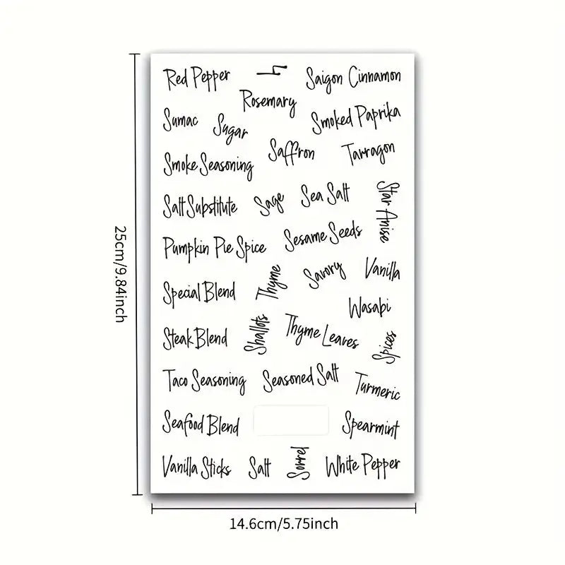 Sticker Master 138 Parça Su Geçirmez Baharat Kavanozu Etiket Seti – Şeffaf, Gıda Uyumlu, Mutfak Düzenleme Etiketi - Sticker Master