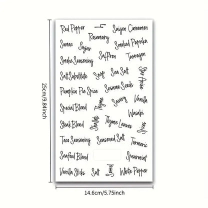 Sticker Master 138 Parça Su Geçirmez Baharat Kavanozu Etiket Seti – Şeffaf, Gıda Uyumlu, Mutfak Düzenleme Etiketi - Sticker Master