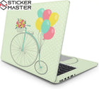 Sevimli Bisiklet Laptop Sticker Balonlu ve Çiçekli Tasarım | Sticker Master