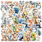 Sevimli Hayvan Sticker Seti | 50 Parça Suluboya Tasarım | Sticker Master