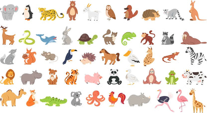 Sticker Master 50 Parça Sevimli Hayvanlar Etiket Çıkartma Pc Laptop Araba Oto Motor 8-10 cm