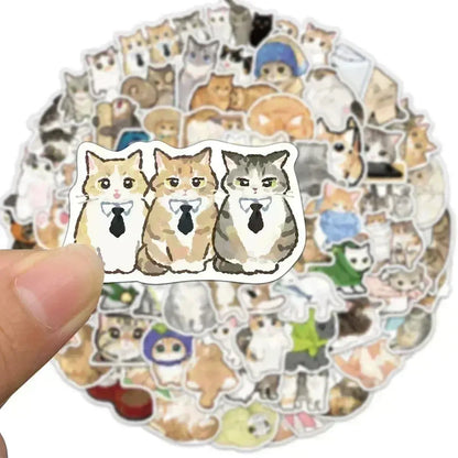 50’li Sevimli Su Renkli Kedi Sticker Seti | Sticker Master - Sticker Master