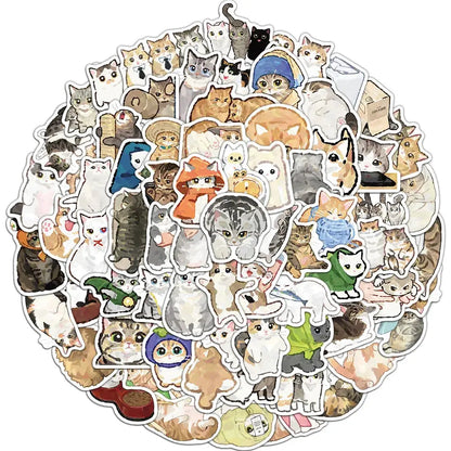 50’li Sevimli Su Renkli Kedi Sticker Seti | Sticker Master - Sticker Master