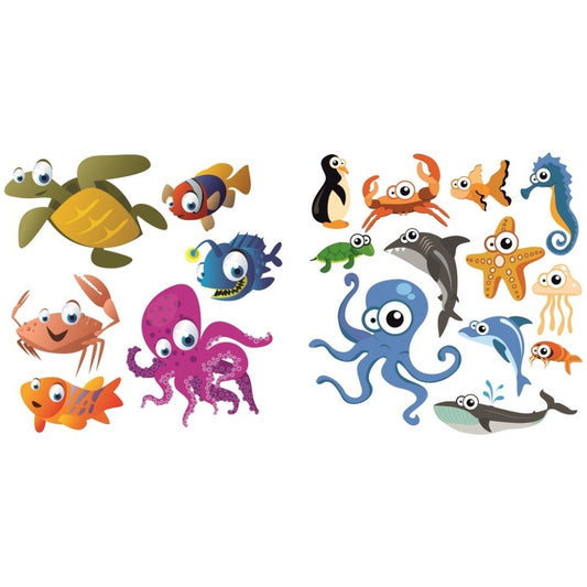 Sticker Master Sevimli Deniz Hayvanları Duvar Sticker Seti – Çocuk Odası Dekoru