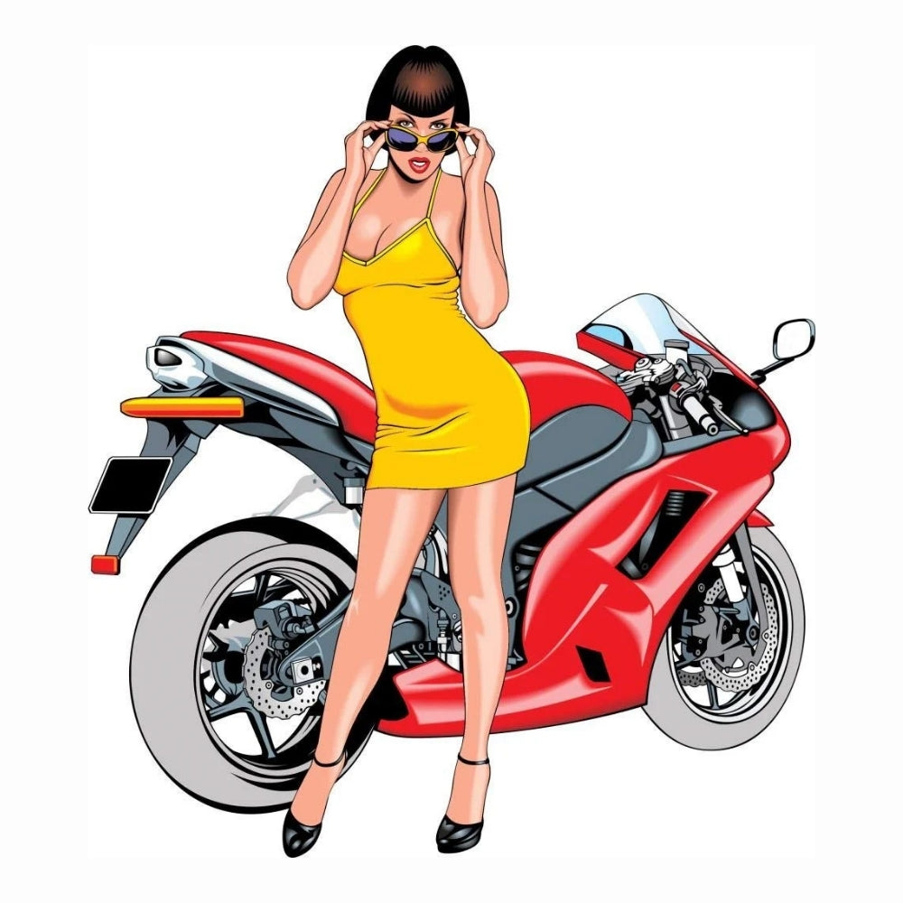 Sticker Master Sexy Women Motorbike Sticker - Motor, Laptop, Kask İçin Dayanıklı Etiket - 15 Cm