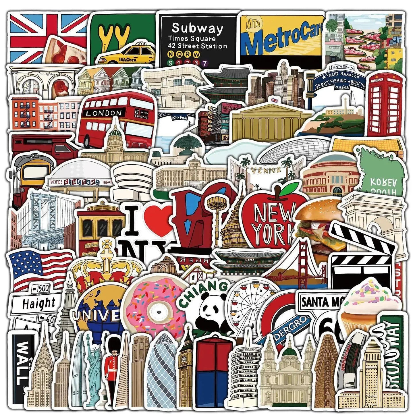 50'li Seyahat Temalı Sticker Seti | Sticker Master - Sticker Master