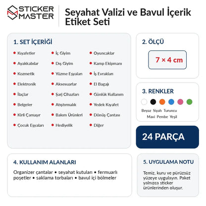 Seyahat Valizi ve Bavul Icerik Etiket Seti-info