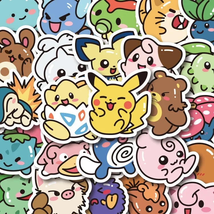 Sticker Master 50 ADET Kawaii Anime Pokemon Sticker Set Motor Oto Araç Laptop Telefon Çıkartma Etiket