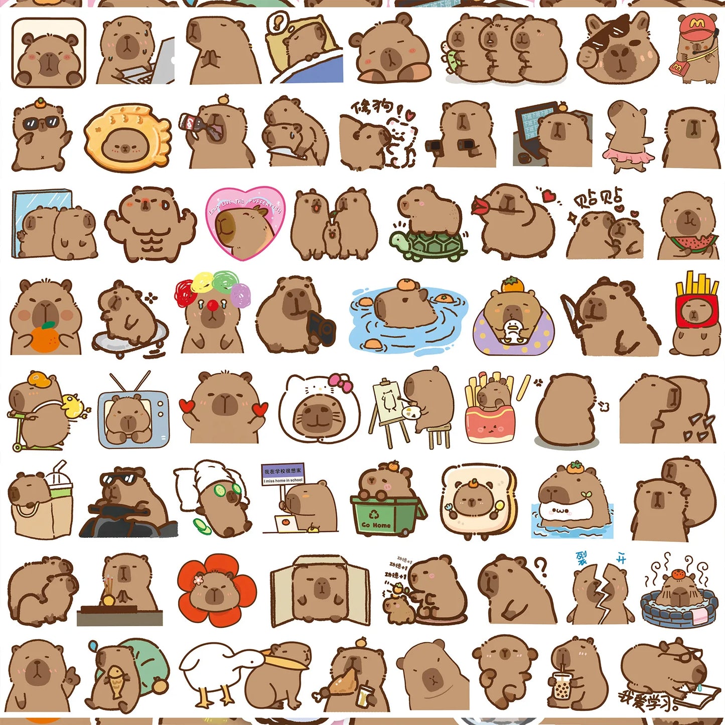 50’li Sevimli Kapibara Sticker Seti | Sticker Master