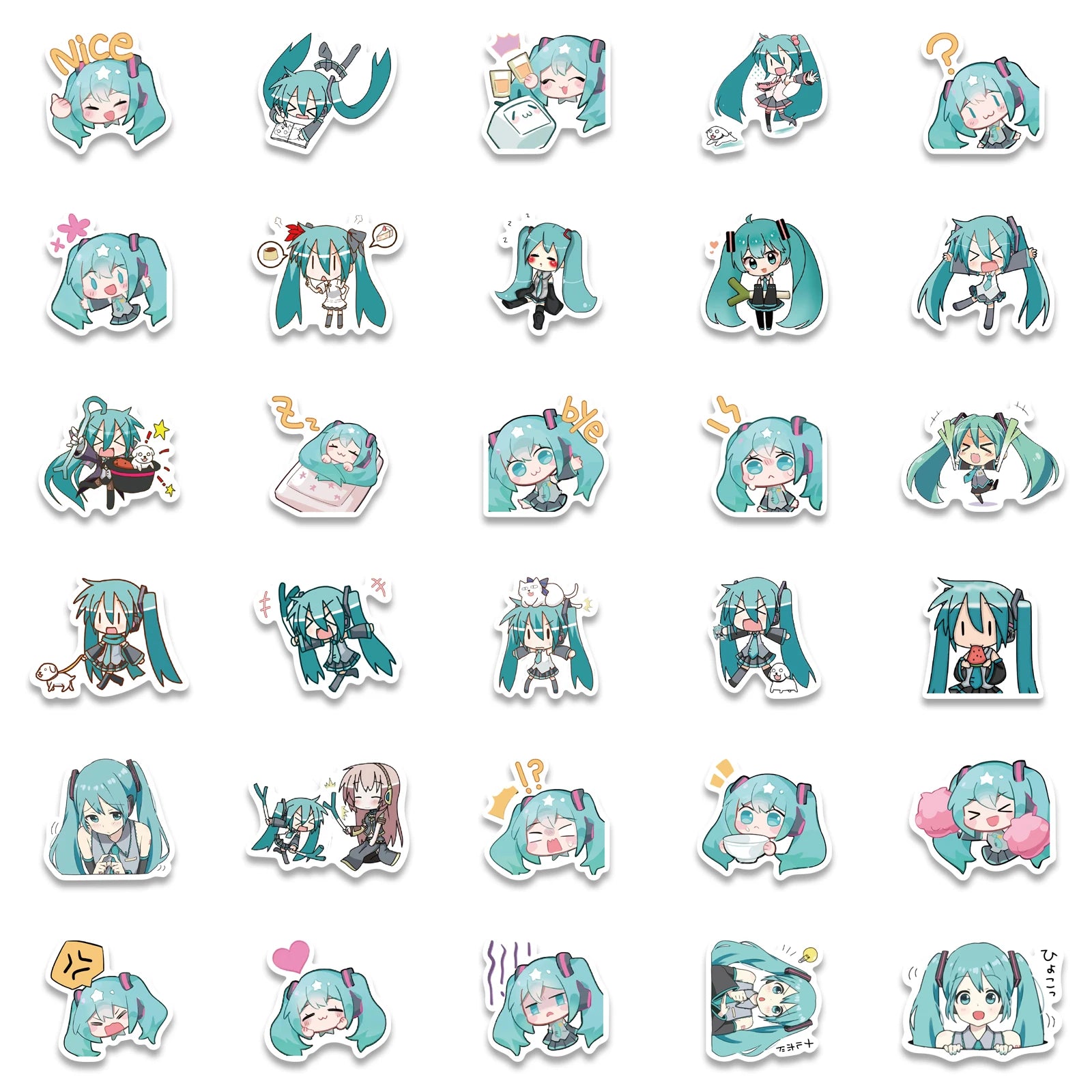 Sticker Master 50 Adet Chibi Sevimli Miku Sticker Set Motor Oto Araç Laptop Telefon Çıkartma Etiket