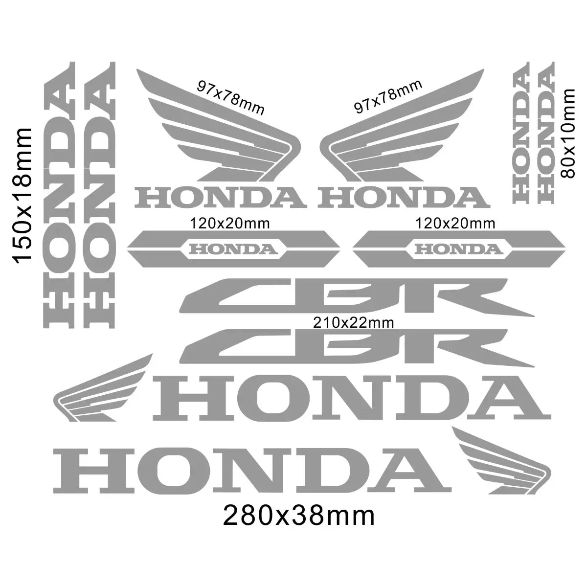 Sticker Master Honda CBR HRC Logo Sticker Seti – Kask, Tank, Motor İçin Vinil Etiket Takımı
