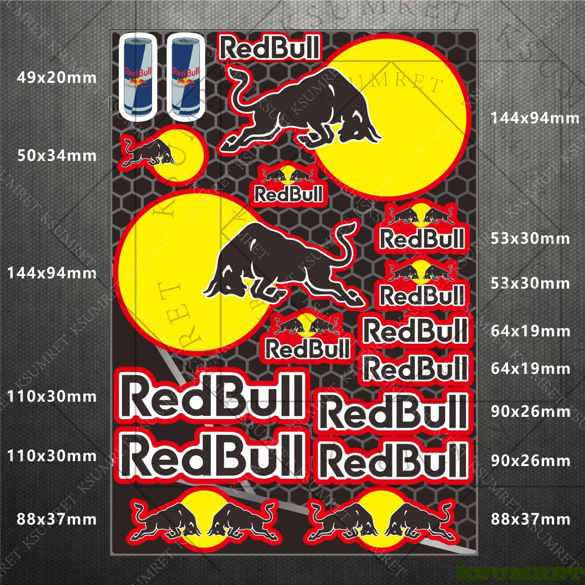 Sticker Master Red Bull Motosiklet Sticker & Kask Logo Çıkartma Seti