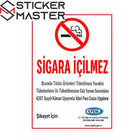Sigara içilmez Sticker | 50x70 cm 2026 Yönetmeliğine Uygun Yasal Uyarı Levhası