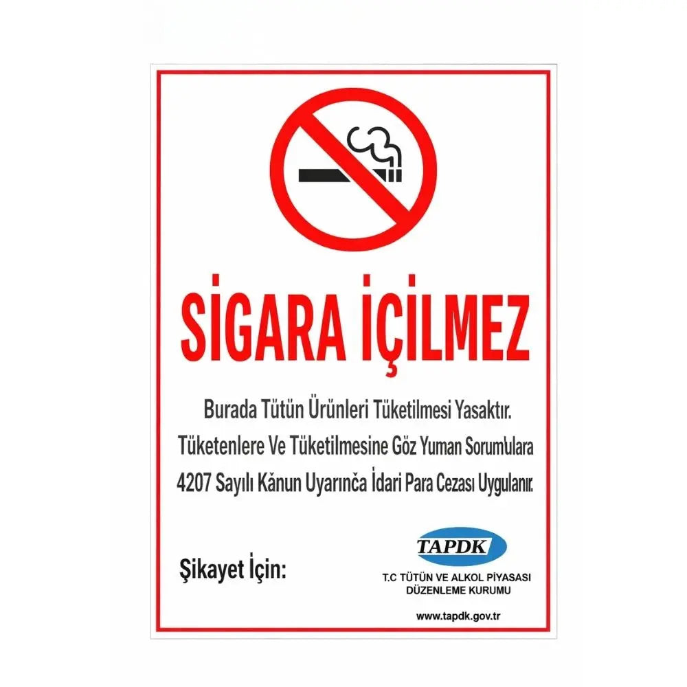 Sigara içilmez Sticker | 50x70 cm 2025 Yönetmeliğine Uygun Yasal Uyarı Levhası - Sticker Master