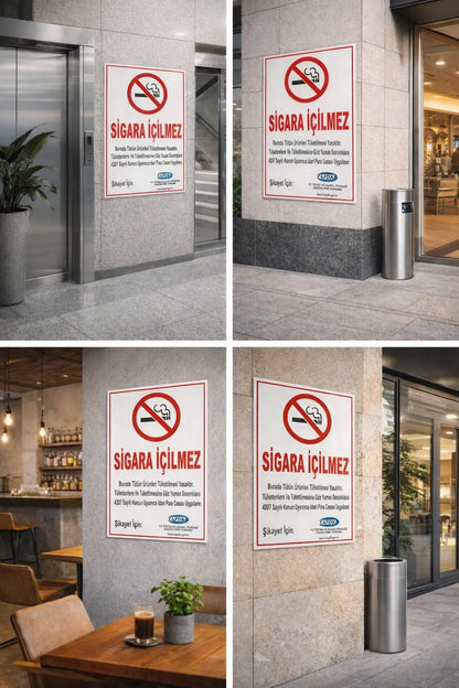 Sigara içilmez Sticker | 50x70 cm 2025 Yönetmeliğine Uygun Yasal Uyarı Levhası - Sticker Master