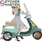 Şık Scooter Sticker Vespa Girl Tasarım 12 cm | Sticker Master