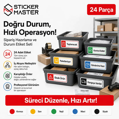 Siparis Hazirlama ve Durum Etiket Seti 24 Parca ads
