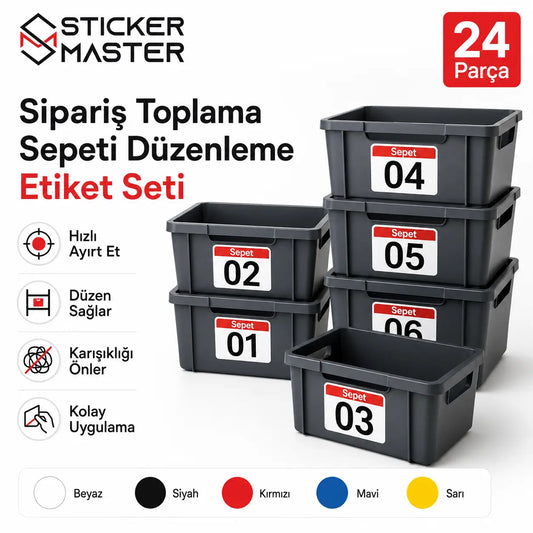 Siparis Toplama Sepeti Duzenleme Etiket Seti 24 Parca