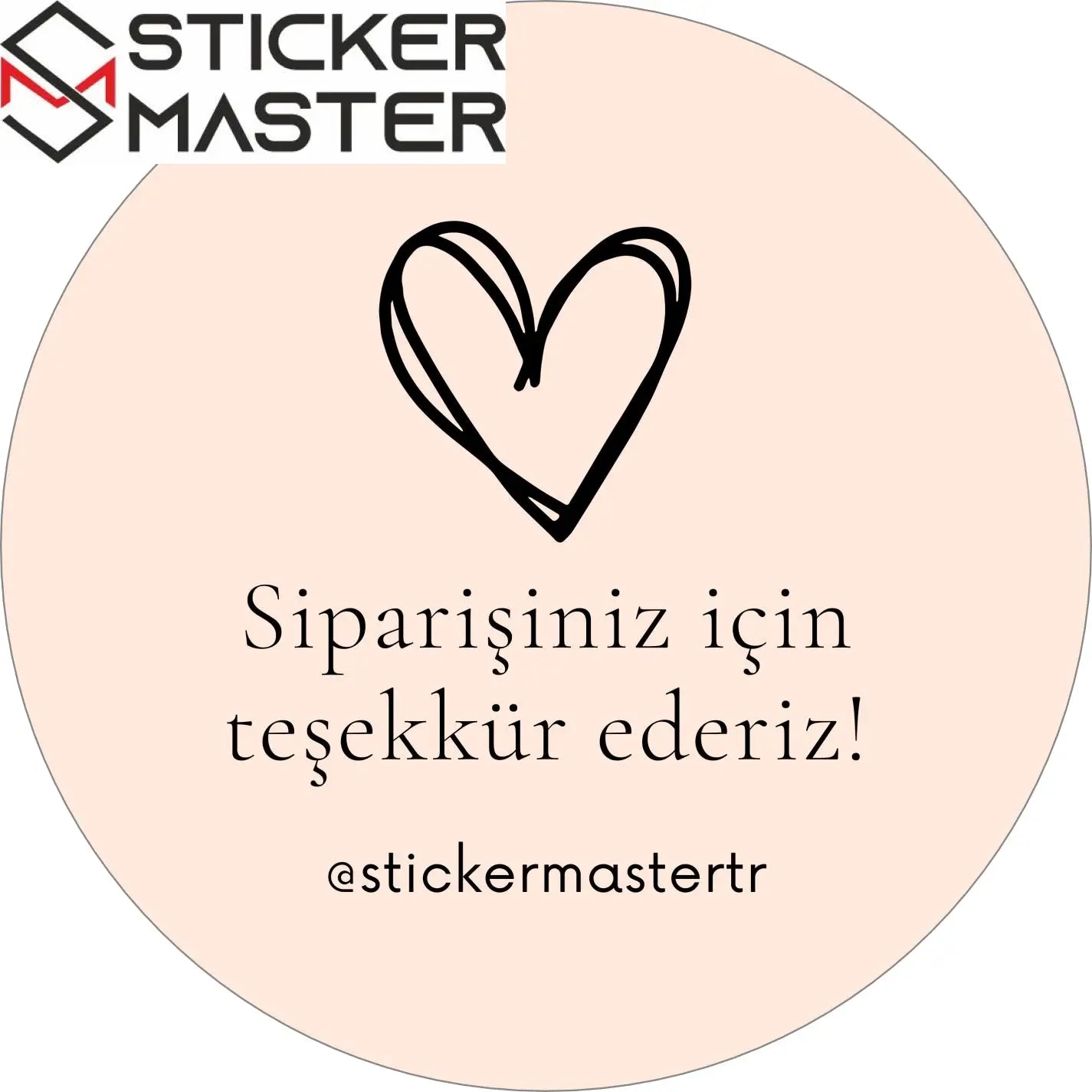 Sticker Master Şirketler Için Teşekkür Ederiz Kalp Sticker Etiket Paketleme Kutu Zarf 4 X 4 Cm 50Lı - Sticker Master