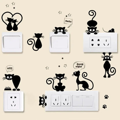 Siyah Kedi Priz Sticker Seti | Elektrik Anahtarı Dekoru Sticker Master
