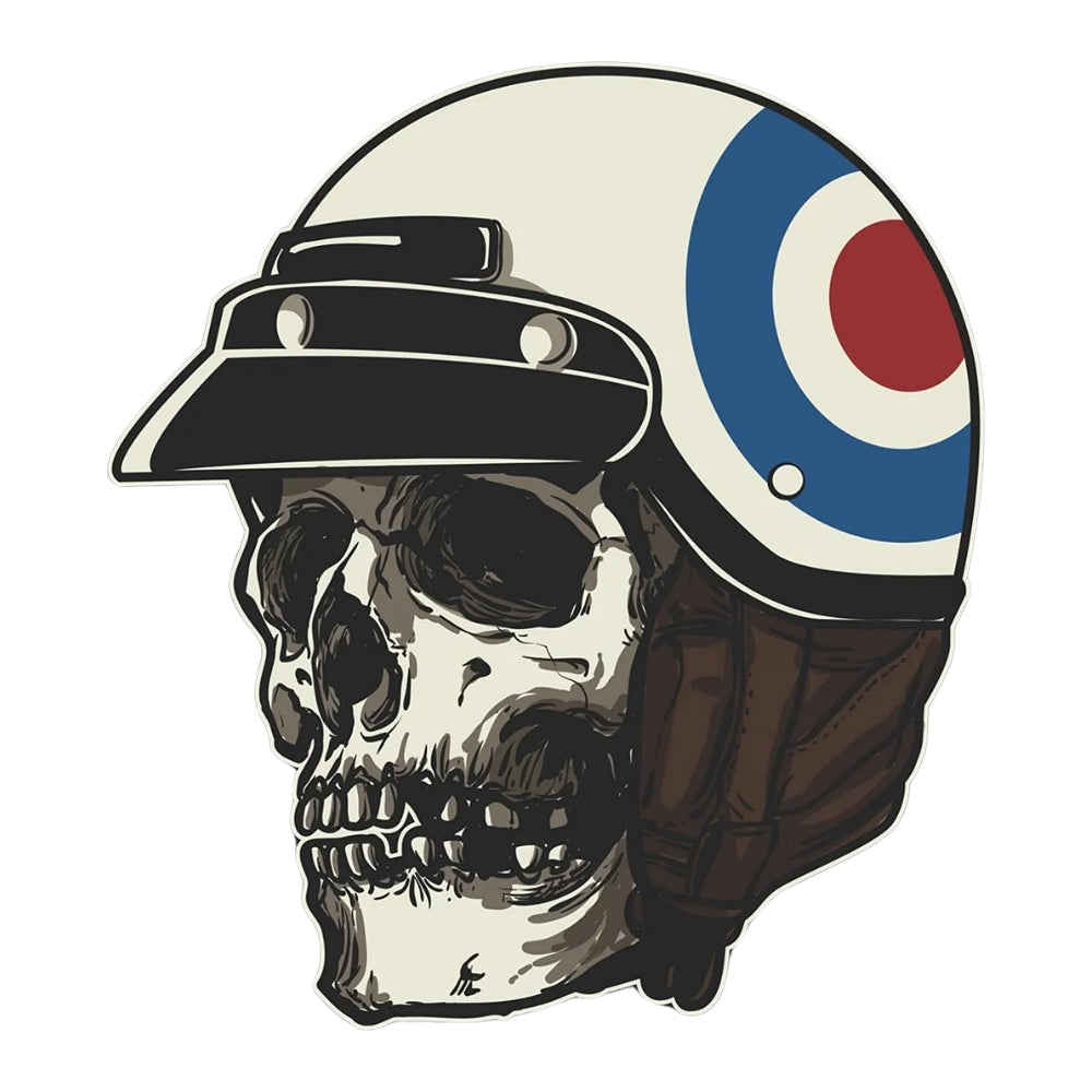 Sticker Master Retro Helmeted Skull Sticker – 15 cm | The Retro Side of a Rebel Soul!