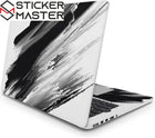 Soyut Fırça Darbeli Laptop Sticker Siyah Beyaz Sanatsal Tasarım | Sticker Master