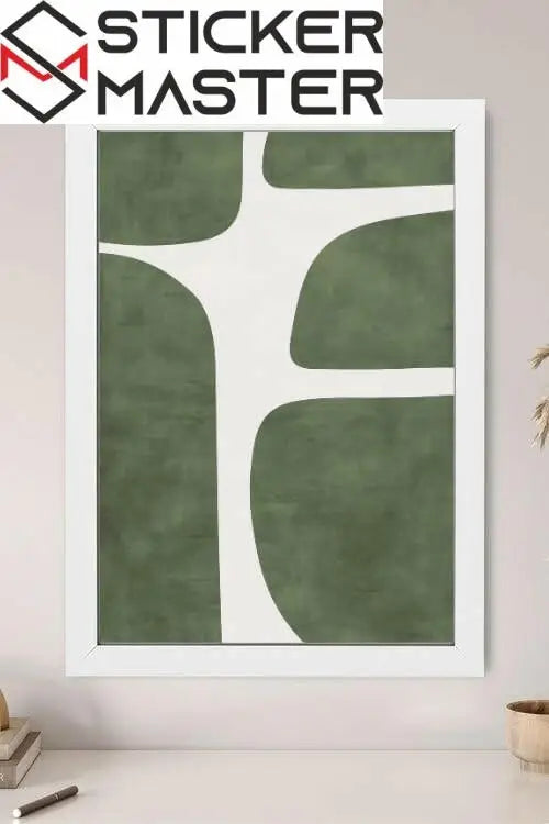Sticker Master Modern Minimalist Duvar Tablosu | Yeşil Bej Estetik Çerçeveli Poster (30x42 Cm) | Ev Ofis Dekoru | Şık Sanat Baskısı - Sticker Master