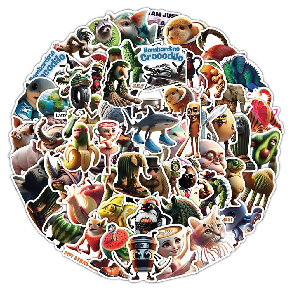 50 Adet Soyut ve Eğlenceli Sticker Seti | Brainrot Grafiti - Sticker Master