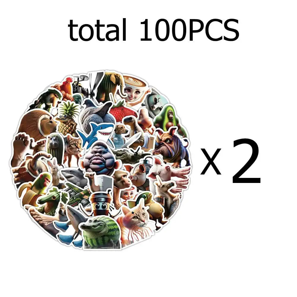 50 Adet Soyut ve Eğlenceli Sticker Seti | Brainrot Grafiti - Sticker Master