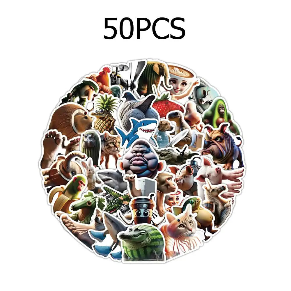 50 Adet Soyut ve Eğlenceli Sticker Seti | Brainrot Grafiti - Sticker Master