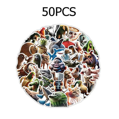 50 Adet Soyut ve Eğlenceli Sticker Seti | Brainrot Grafiti - Sticker Master