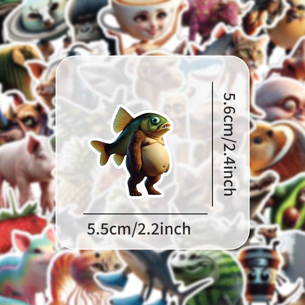 50 Adet Soyut ve Eğlenceli Sticker Seti | Brainrot Grafiti - Sticker Master