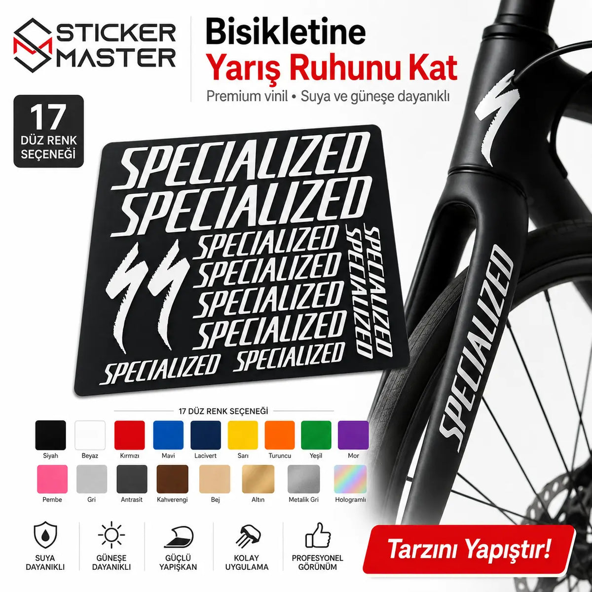 Specialized Bisiklet Sticker Seti | Kadro Etiketi | Sticker Master detay