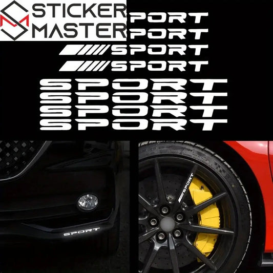 Sport Sticker Seti 8 Parça | Jant, Tampon ve Ayna İçin Yarış Decal (10-13 cm) - Sticker Master
