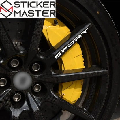 Sport Sticker Seti 8 Parça | Jant, Tampon ve Ayna İçin Yarış Decal (10-13 cm) - Sticker Master
