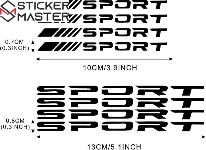 Sport Sticker Seti 8 Parça | Jant, Tampon ve Ayna İçin Yarış Decal (10-13 cm) - Sticker Master