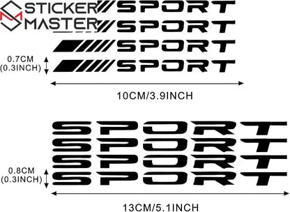 Sport Sticker Seti 8 Parça | Jant, Tampon ve Ayna İçin Yarış Decal (10-13 cm) - Sticker Master