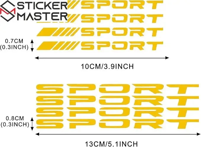 Sport Sticker Seti 8 Parça | Jant, Tampon ve Ayna İçin Yarış Decal (10-13 cm) - Sticker Master