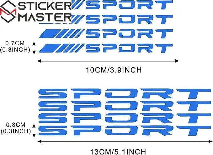 Sport Sticker Seti 8 Parça | Jant, Tampon ve Ayna İçin Yarış Decal (10-13 cm) - Sticker Master